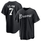 Atlanta Braves #7 Ha-Seong Kim Player Black CONTON Home Game Stitched Jerseys