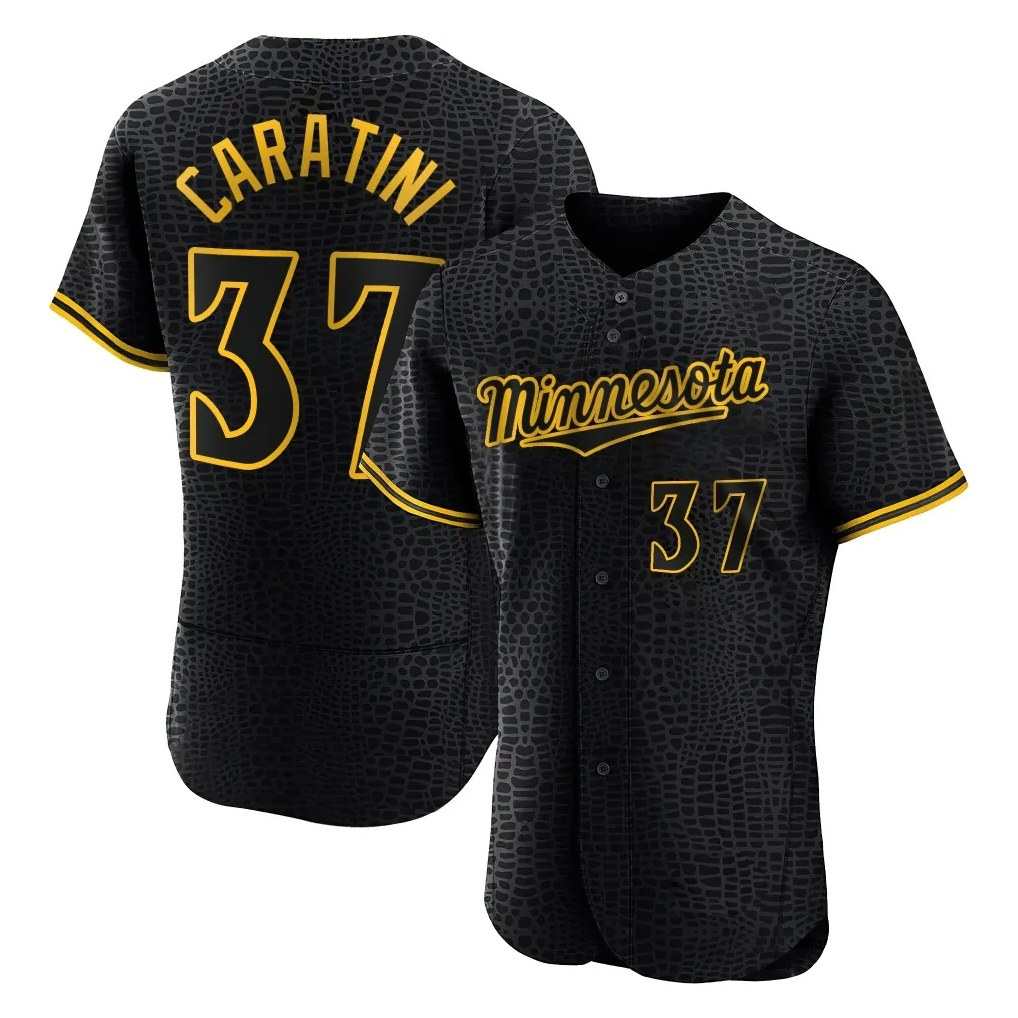 Minnesota Twins #37 Victor Caratini Player Black CONTONSnake Skin City Home Limited Elite Stitched Jerseys