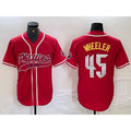 Philadelphia Phillies #45 Zack Wheeler Red CONTON Cool Base Stitched Jersey