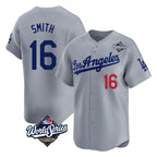Los Angeles Dodgers #16 Will Smith Player Gray CONTON World Series Limited Home Stitched Jerseys