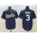 New York Yankees #3 Babe Ruth Navy CONTON Cool Base Stitched Jersey
