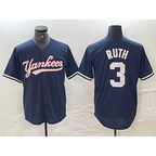 New York Yankees #3 Babe Ruth Navy CONTON Cool Base Stitched Jersey