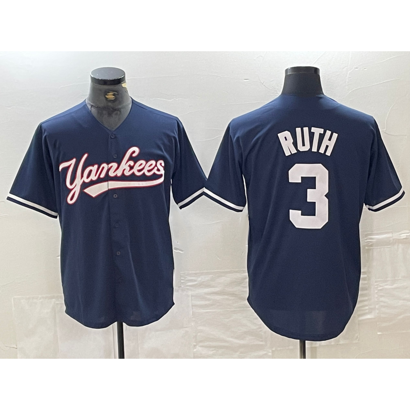 New York Yankees #3 Babe Ruth Navy CONTON Cool Base Stitched Jersey