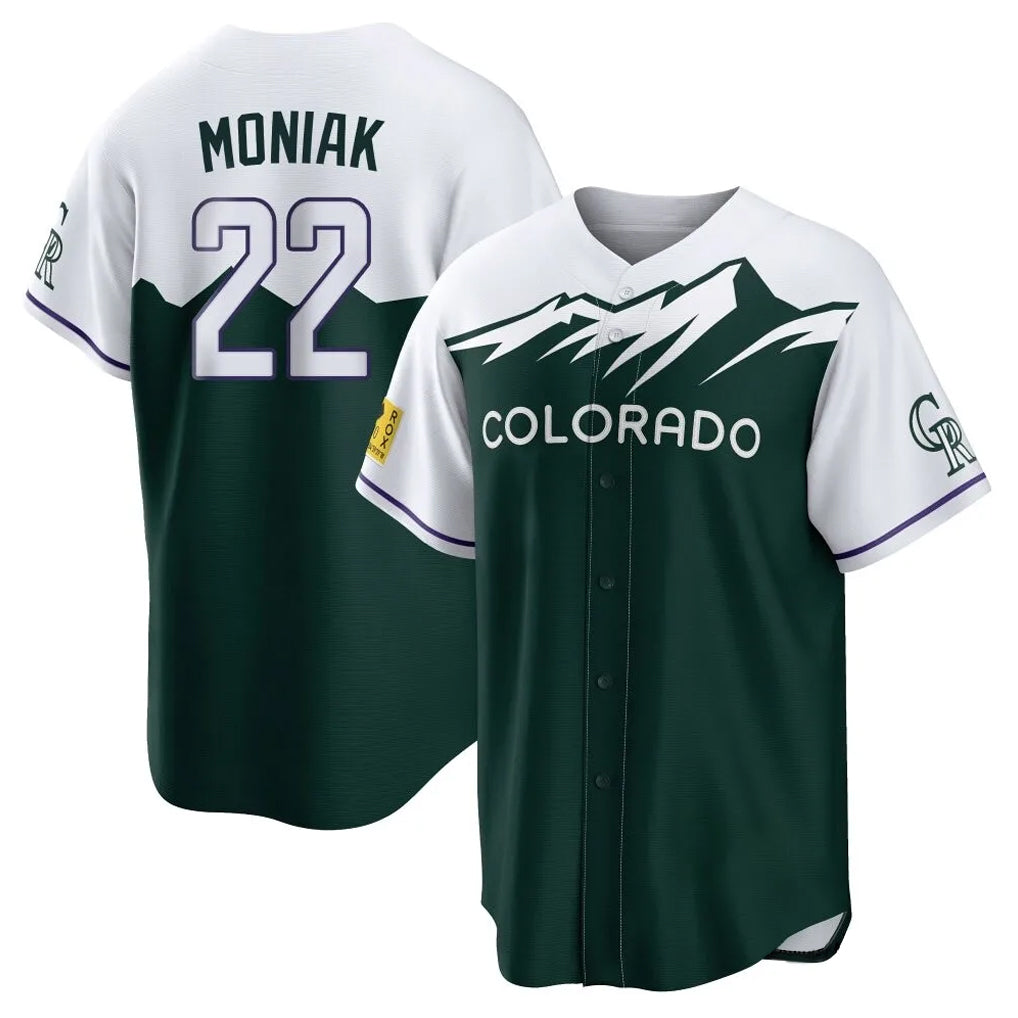 Colorado Rockies #22 Mickey Moniak Player Green CONTON City Connect Home Game Stitched Jerseys