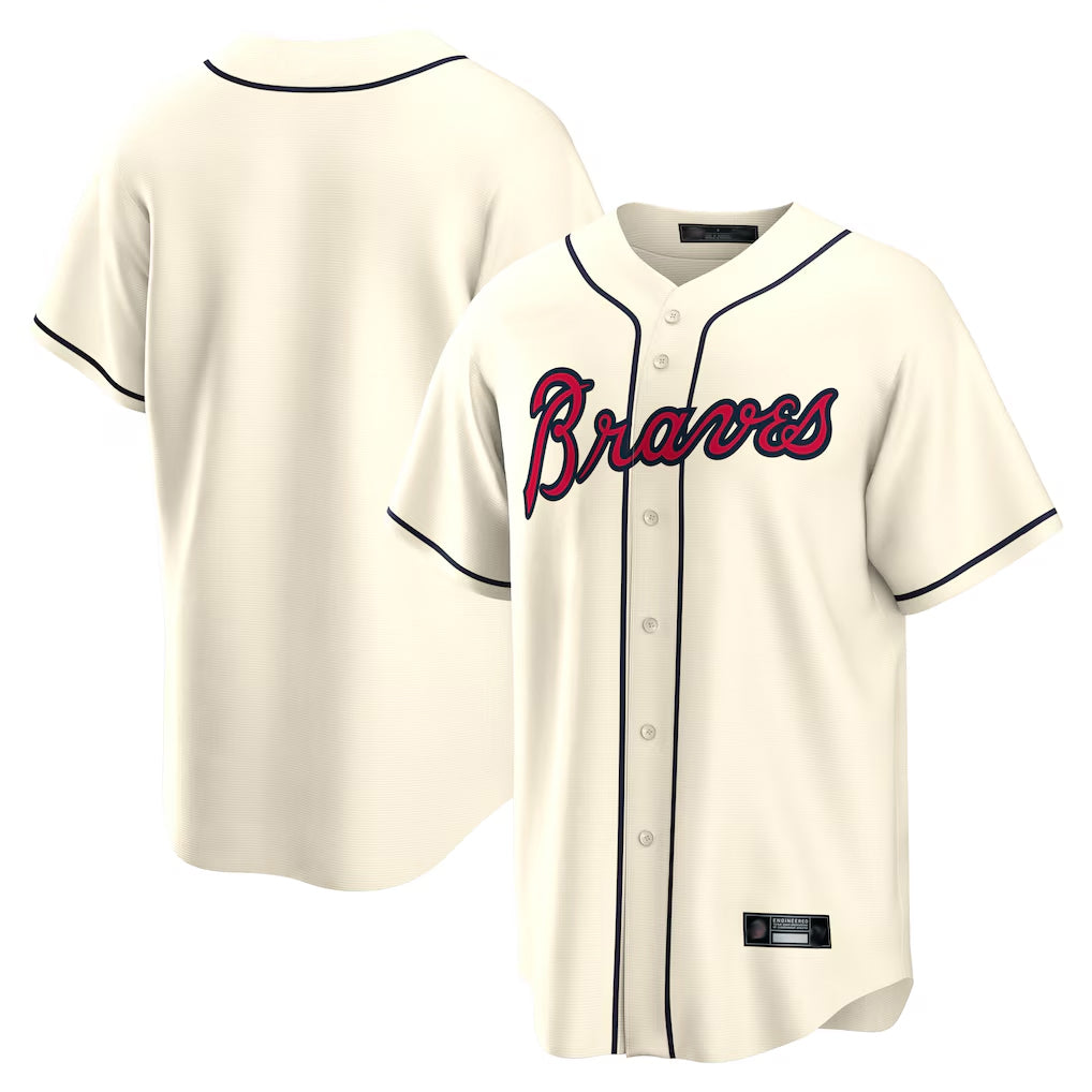 Atlanta Braves Cream CONTON Home Game Blank Player Stitched Jerseys