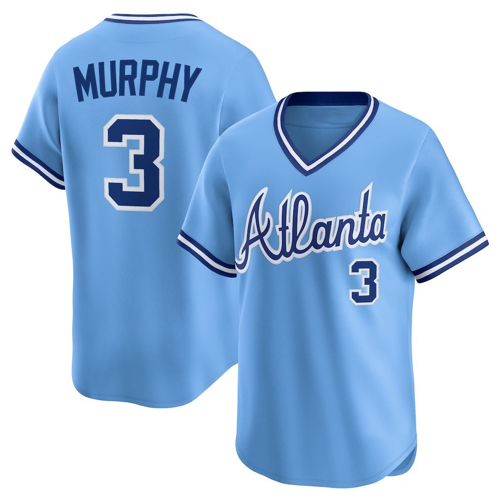 Atlanta Braves #3 Dale Murphy Light Blue CONTON Throwback Cooperstown Collection Limited Jersey