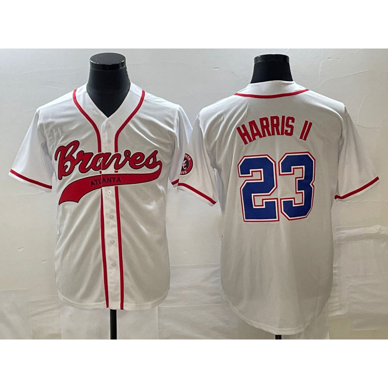 Atlanta Braves #23 Michael Harris II White CONTON Cool Base With Patch Stitched Jersey 2