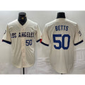 Los Angeles Dodgers #50 Mookie Betts Number Cream CONTON 2024 City Connect Limited Stitched Jerseys