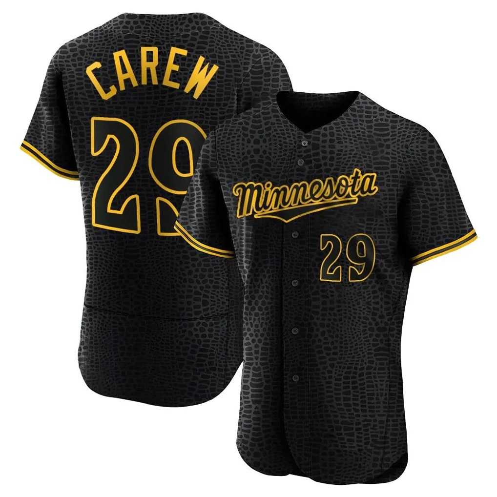 Minnesota Twins #29 Rod Carew Player Black CONTONSnake Skin City Home Limited Elite Stitched Jerseys
