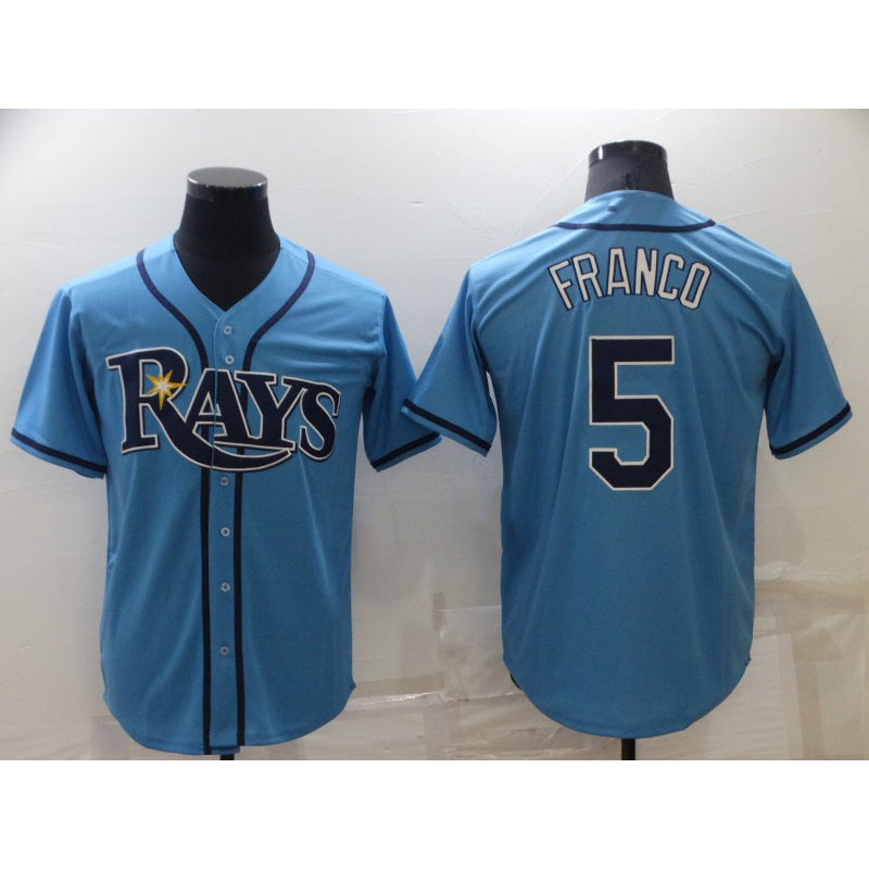 Tampa Bay Rays #5 Wander Franco Light Blue CONTON Stitched Cool Base Jersey