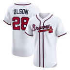 Atlanta Braves #28 Matt Olson White CONTON Home Elite Player Jersey