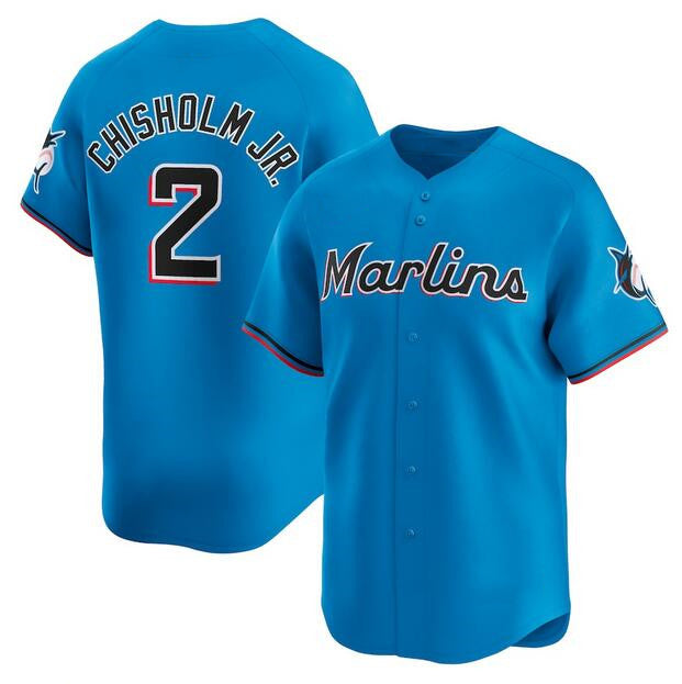Miami Marlins #2 Jazz Chisholm Jr. Blue CONTON Limited Stitched Jersey