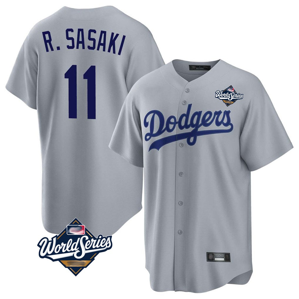 Los Angeles Dodgers #11 Roki Sasaki Player Gray CONTON World Series Game Stitched Jerseys