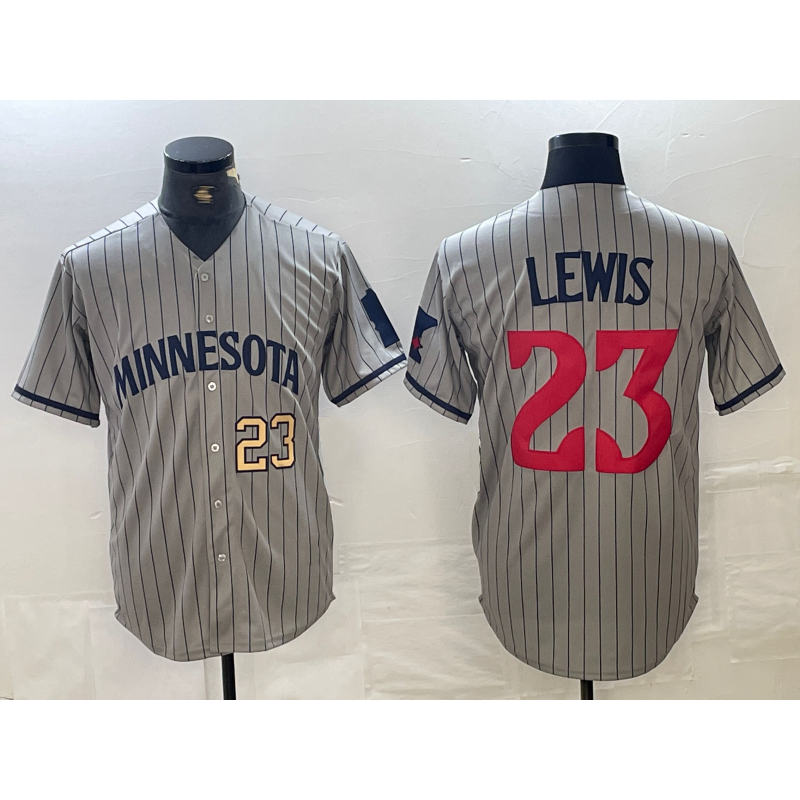 Minnesota Twins #23 Royce Lewis Number 2023 Grey CONTON Home Team Cool Base Stitched Jersey 2