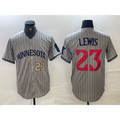 Minnesota Twins #23 Royce Lewis Number 2023 Grey CONTON Home Team Cool Base Stitched Jersey 2
