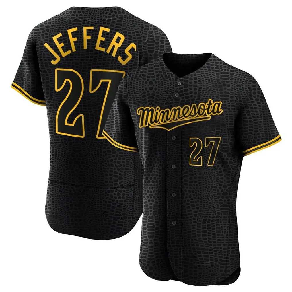 Minnesota Twins #27 Ryan Jeffers Player Black CONTONSnake Skin City Home Limited Elite Stitched Jerseys