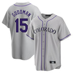 Colorado Rockies #15 Hunter Goodman Player Gray CONTON Game Home Stitched Jerseys