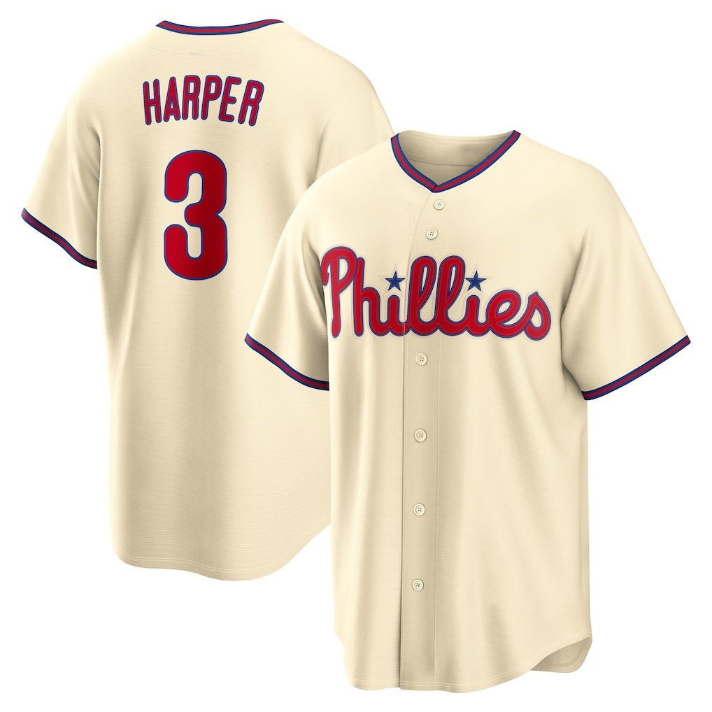 Philadelphia Phillies #3 Bryce Harper Cream CONTON Alternate Replica Jersey