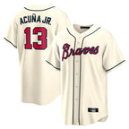 Atlanta Braves #13 Ronald Acuna Jr Player Cream CONTON Home Game Stitched Jerseys