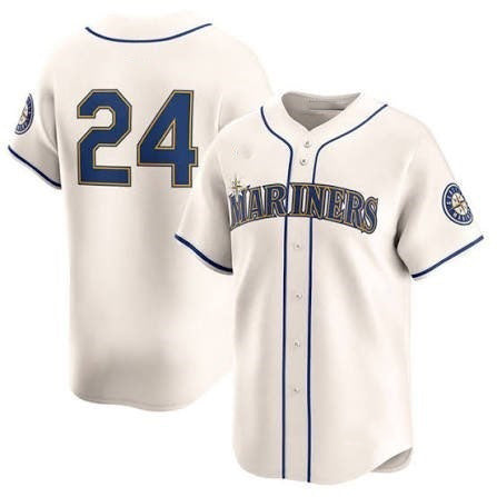 Seattle Mariners #24 Ken Griffey Jr. Cream CONTON Cool Base Jersey