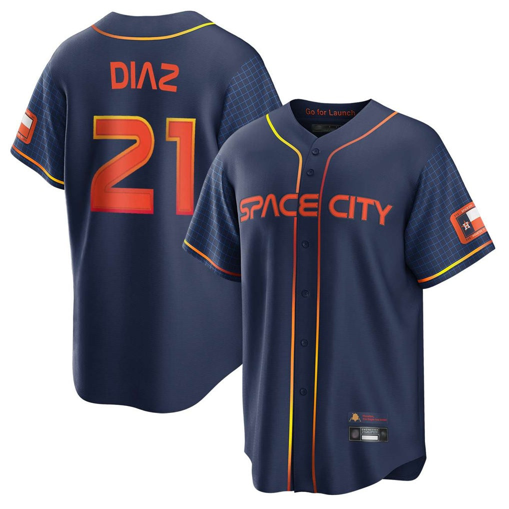 Houston Astros #21 Yainer Diaz Player Navy CONTON City Connect Home Game Stitched Jerseys
