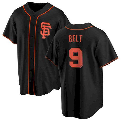 San Francisco Giants #9 Brandon Belt Black CONTON Alternate Jersey