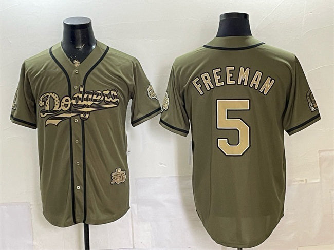 Los Angeles Dodgers #5 Freddie Freeman Olive CONTON 2026 Armed Forces Day Stitched Jersey 2
