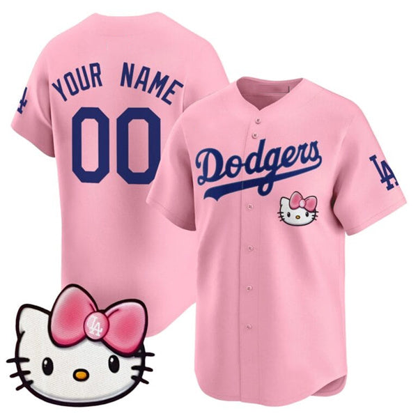 Custom Los Angeles Dodgers ACTIVE PLAYER Pink CONTON 2025 Hello Kitty Vapor Premier Limited Stitched Jersey