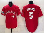 Toronto Blue Jays #5 Daulton Varsho Red CONTON 50 Seasons Patch Stitched Jersey