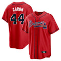 Atlanta Braves #44 Hank Aaron Player Red CONTON Home Game Stitched Jerseys