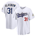 Los Angeles Dodgers #31 Tyler Glasnow White CONTON 2026 Gold Collection Stadium Jersey