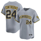 Milwaukee Brewers #24 William Contreras Player Gray CONTON Home Limited Stitched Jerseys