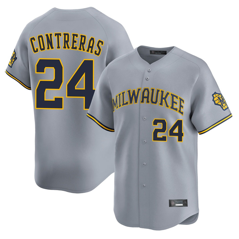 Milwaukee Brewers #24 William Contreras Player Gray CONTON Home Limited Stitched Jerseys
