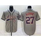 Houston Astros #27 Jose Altuve Gray CONTON With Patch Cool Base Stitched Jersey