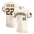 Milwaukee Brewers #22 Christian Yelich Cream CONTON Home Elite Player Jersey