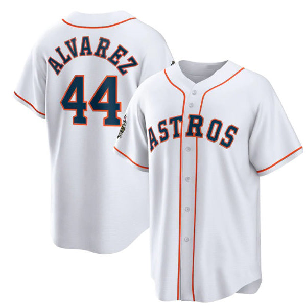 Houston Astros #44 Yordan Alvarez White CONTON 2022 World Series Home Stitched Jersey