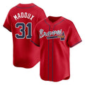 Atlanta Braves #31 Greg Maddux Player Red CONTON Limited Home Game Stitched Jerseys