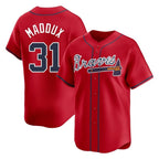 Atlanta Braves #31 Greg Maddux Player Red CONTON Limited Home Game Stitched Jerseys