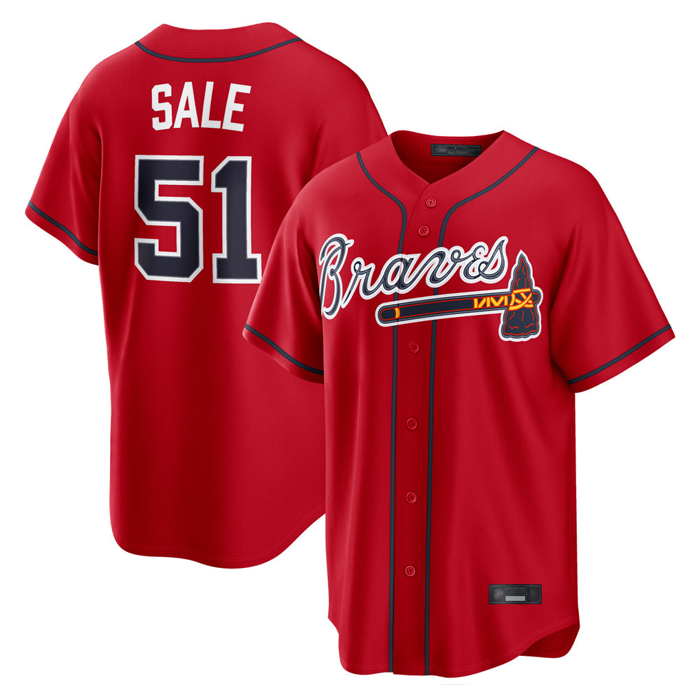 Atlanta Braves #51 Chris Sale Player Red CONTON Home Game Stitched Jerseys