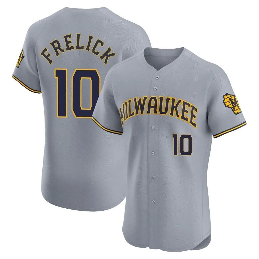 Milwaukee Brewers #10 Sal Frelick Player Gray CONTON Home Limited Elite Stitched Jerseys