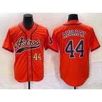 Houston Astros #44 Yordan Alvarez Number Orange CONTON With Patch Cool Base Stitched Jersey
