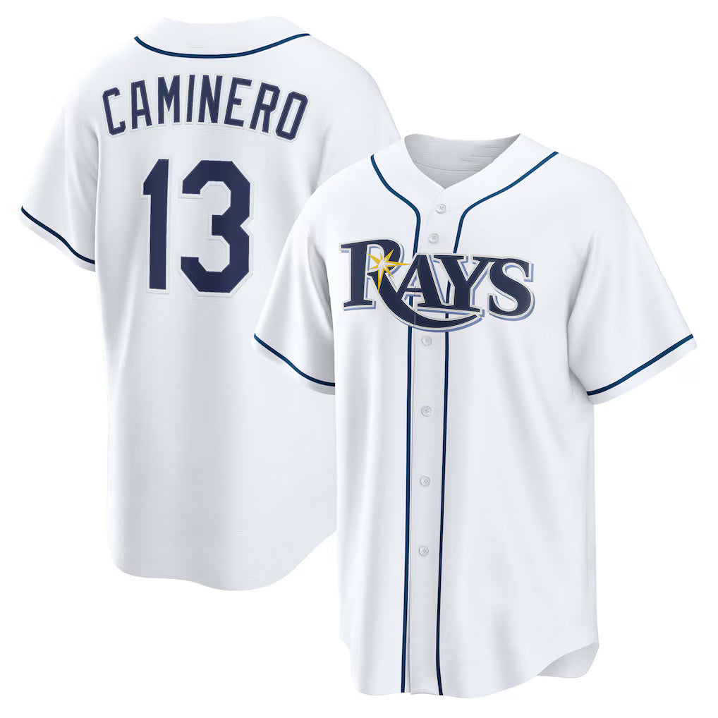 Tampa Bay Rays #13 Junior Caminero White CONTON Home Replica Jersey