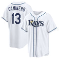 Tampa Bay Rays #13 Junior Caminero White CONTON Home Replica Jersey