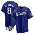 Los Angeles Dodgers #8 Enrique Hern¨¢ndez Player Royal CONTON World Series City Connect Home Game Stitched Jerseys