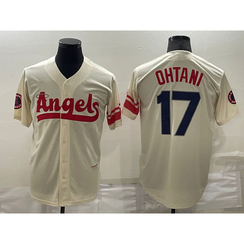 Los Angeles Angels #17 Shohei Ohtani Cream CONTON 2022 City Connect Cool Base Stitched Jersey