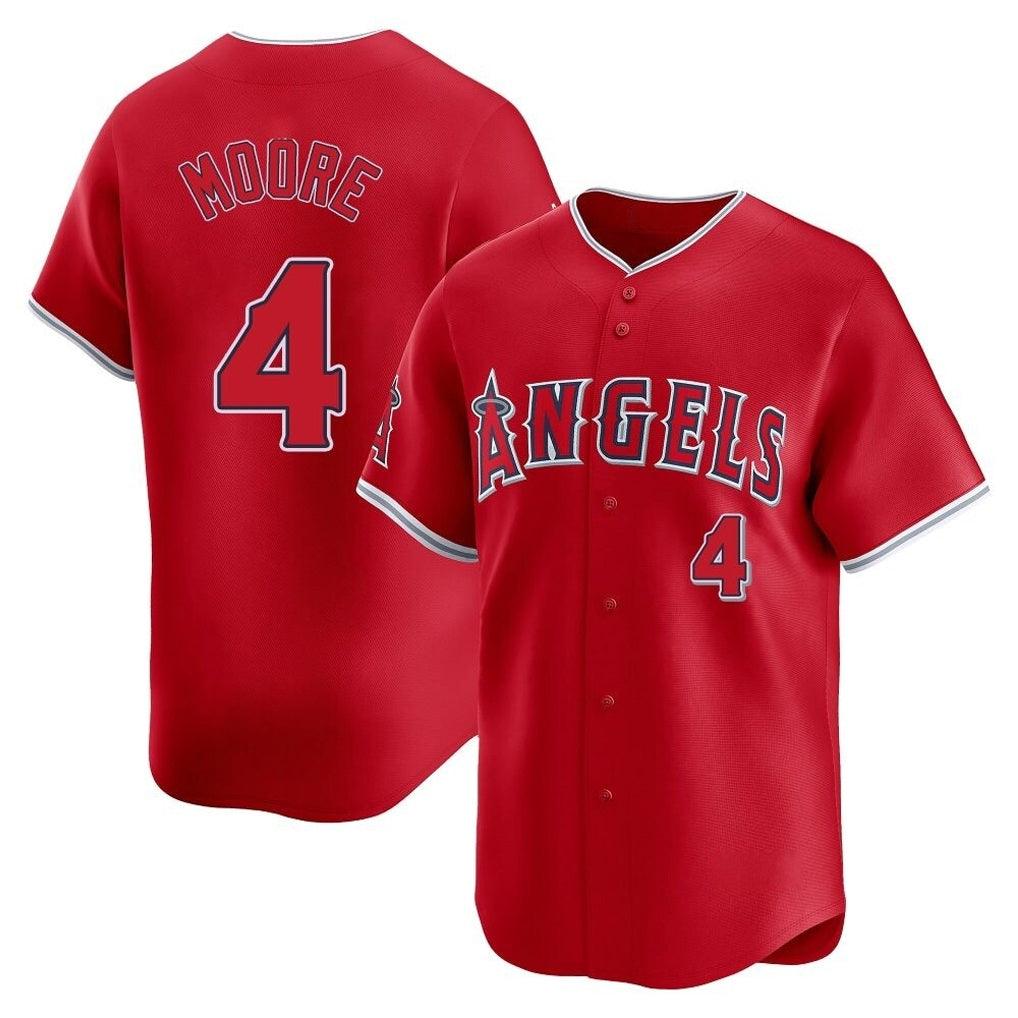 Los Angeles Angels #4 Christian Moore Player Red CONTON Home Limited Stitched Jerseys