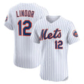 New York Mets #12 Francisco Lindor White CONTON Home Elite Player Jersey