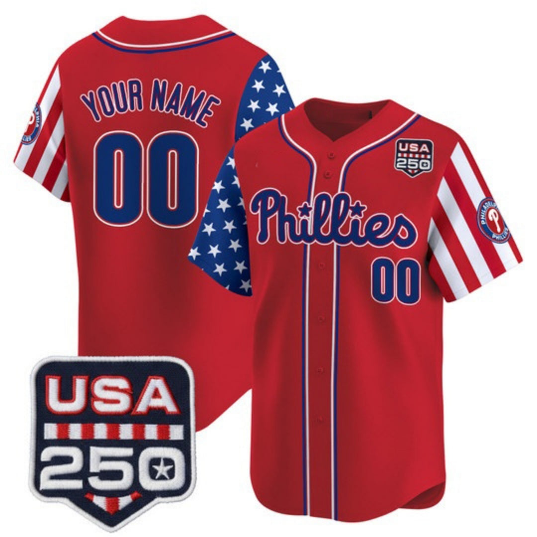 Custom Philadelphia Phillies America 250 Edition Vapor Premier Limited Red CONTON Stitched Jerseys