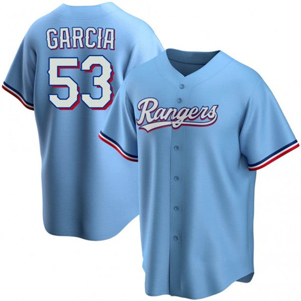 Texas Rangers #53 Adolis Garcia Light Blue CONTON Cool Base Stitched Jersey
