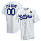 Custom Los Angeles Dodgers Active Player White CONTON 2024 World Series Cool Base Stitched Jersey